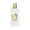 A clean studio shot of the white 100ml bottle, highlighting its minimalist aesthetic contrasted by the iconic, metallic gold-toned sculpted portrait on the front.